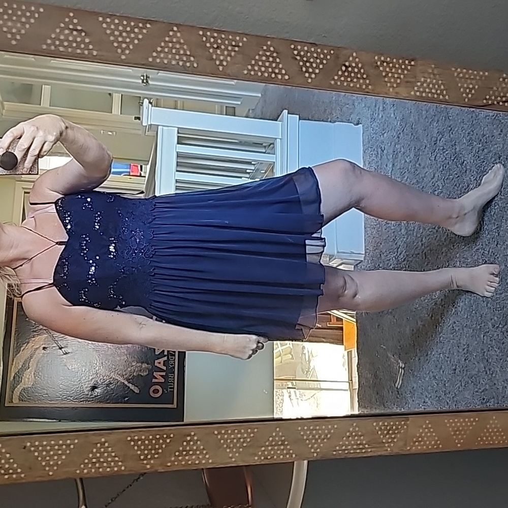 STUNNING BY & BY NAVY LACE SEQUIN DRESS